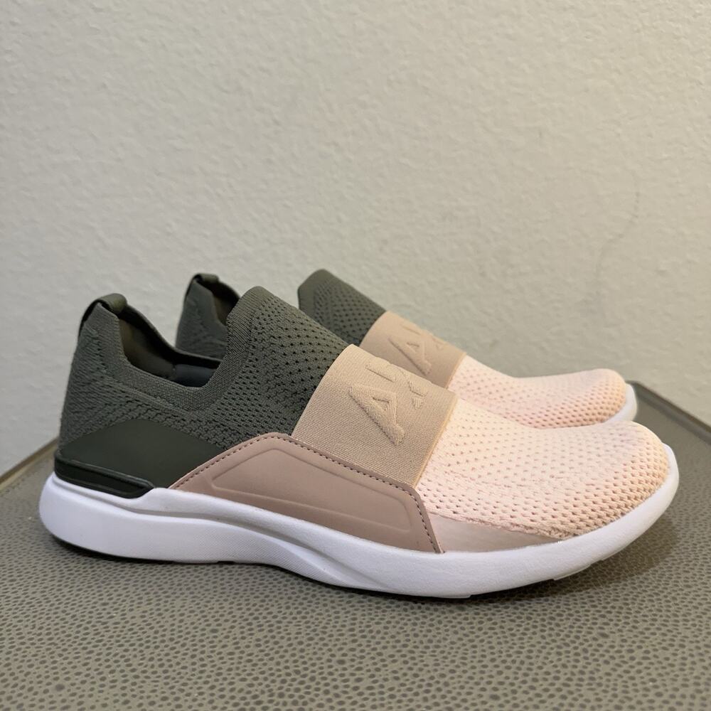 APL Techloom Bliss Running Shoes Women’s Size 8 Slip-On Rise Pink Olive Green